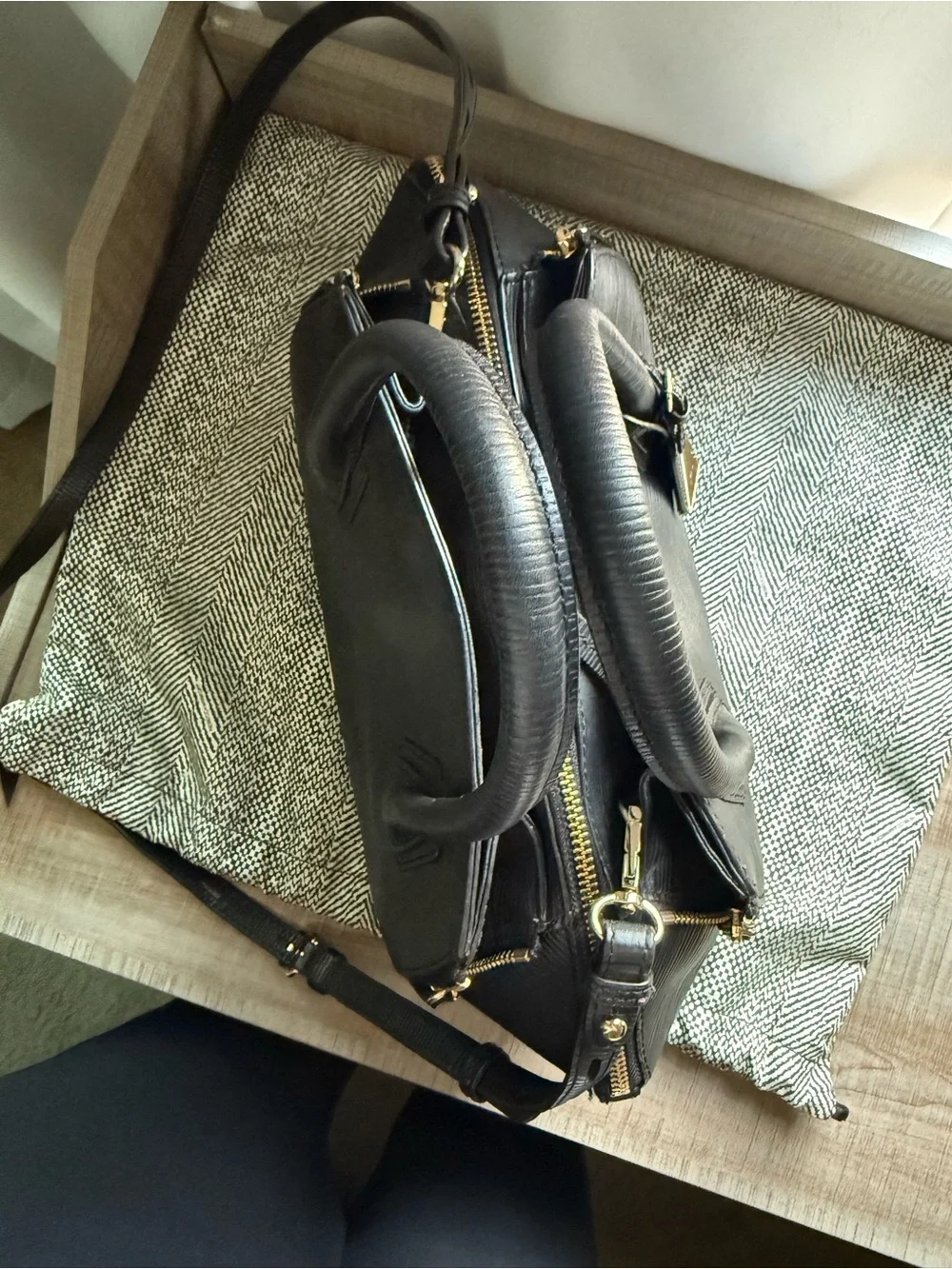 Rebecca Minkoff “Perry”, Black Structured Leather Satchel Handbag - Women Bags